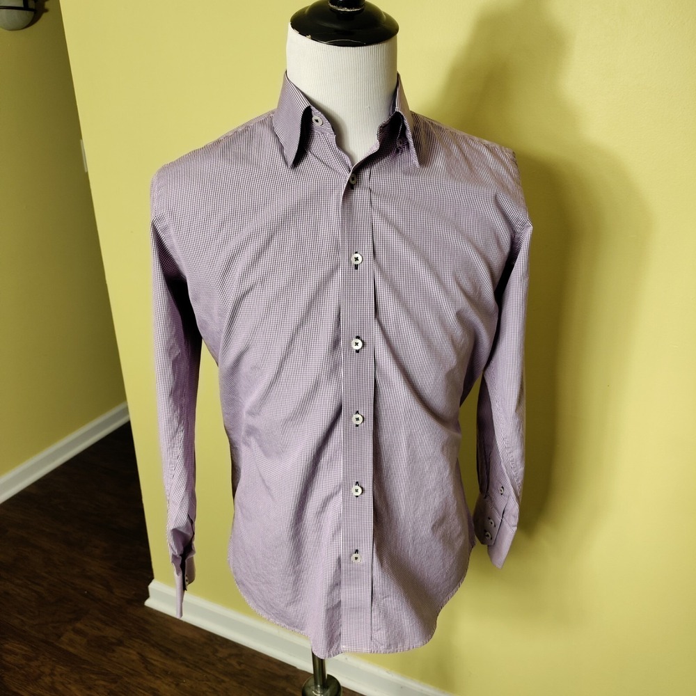 Touch By Ballin Men's Gray Check Dress Shirt Size Medium M
